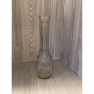 Vintage Hoosier Glass 9" Clear Ribbed Vase Embossed 4034 #3